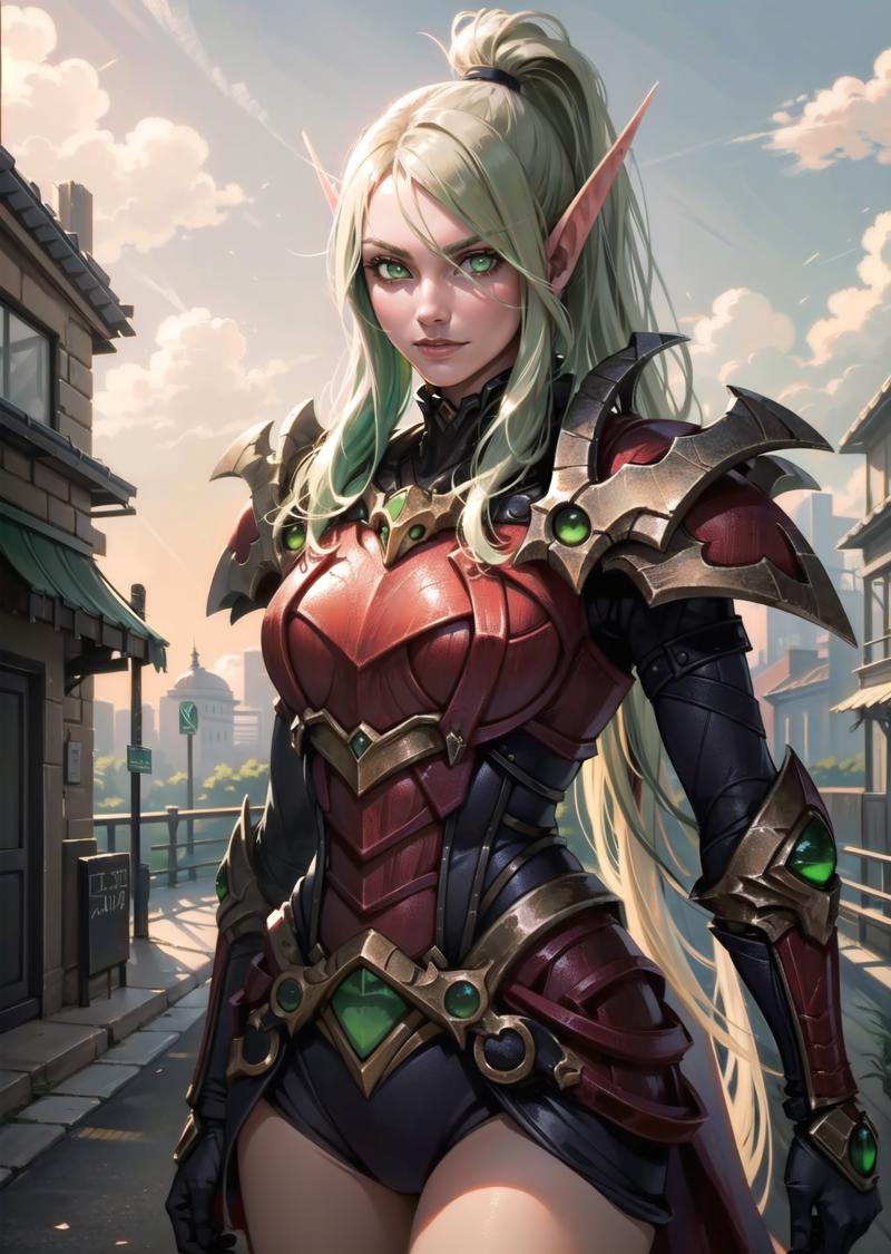 196048-927615840-(1girl, light green hair long hair split ponytail, robot eyes, , evil) (digital) ( in detailed road, (armor)) , best quality,.png